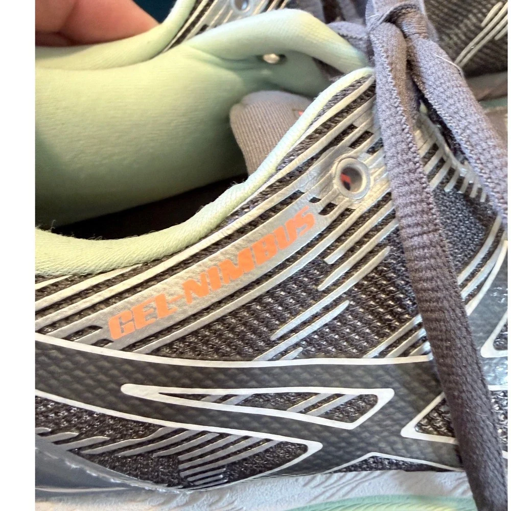 Asics‎ Gel-Nimbus 19 Gray Mint Running Shoes Womens 10 T750N Sneakers